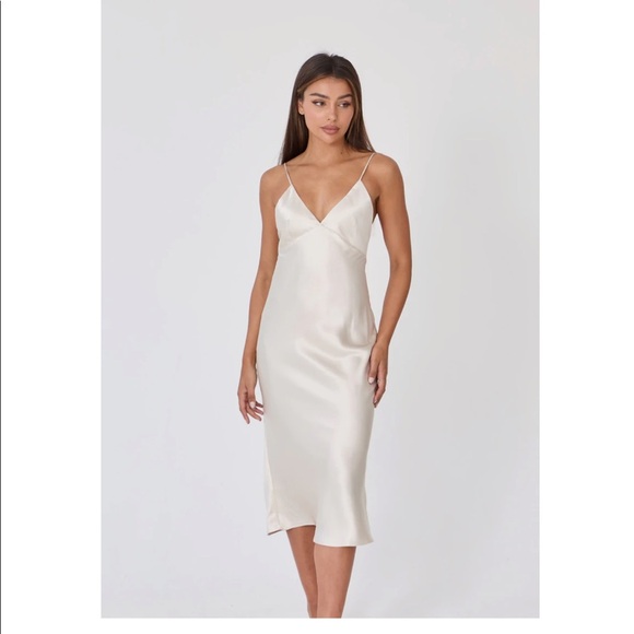 BOA SATIN SLIP MIDI DRESS - Picture 2 of 11